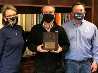 Dustin Calhoun is the bank's 2020 Employee of the Year.